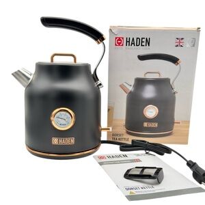 Haden Dorset 1.7 Liter Stainless Steel Electric Kettle Black/Copper New Open Box